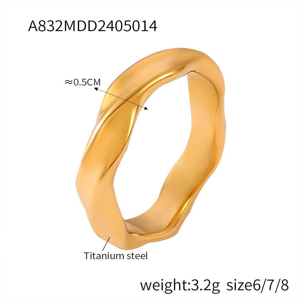 Temperament Inlaid Zircon Titanium Steel Gold Rings