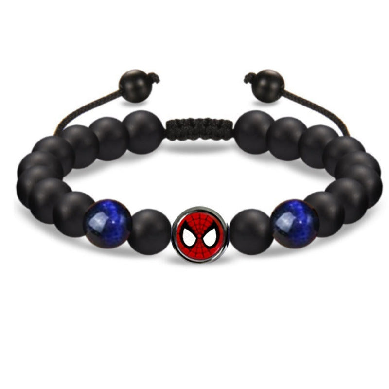 Men's Black Silk Frosted Woven Football Fashion Tigereye Bracelets