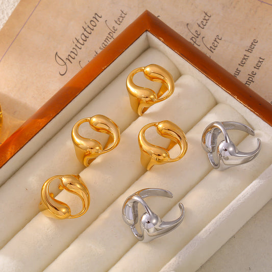 Water Drop Hollow Round Titanium Steel Rings