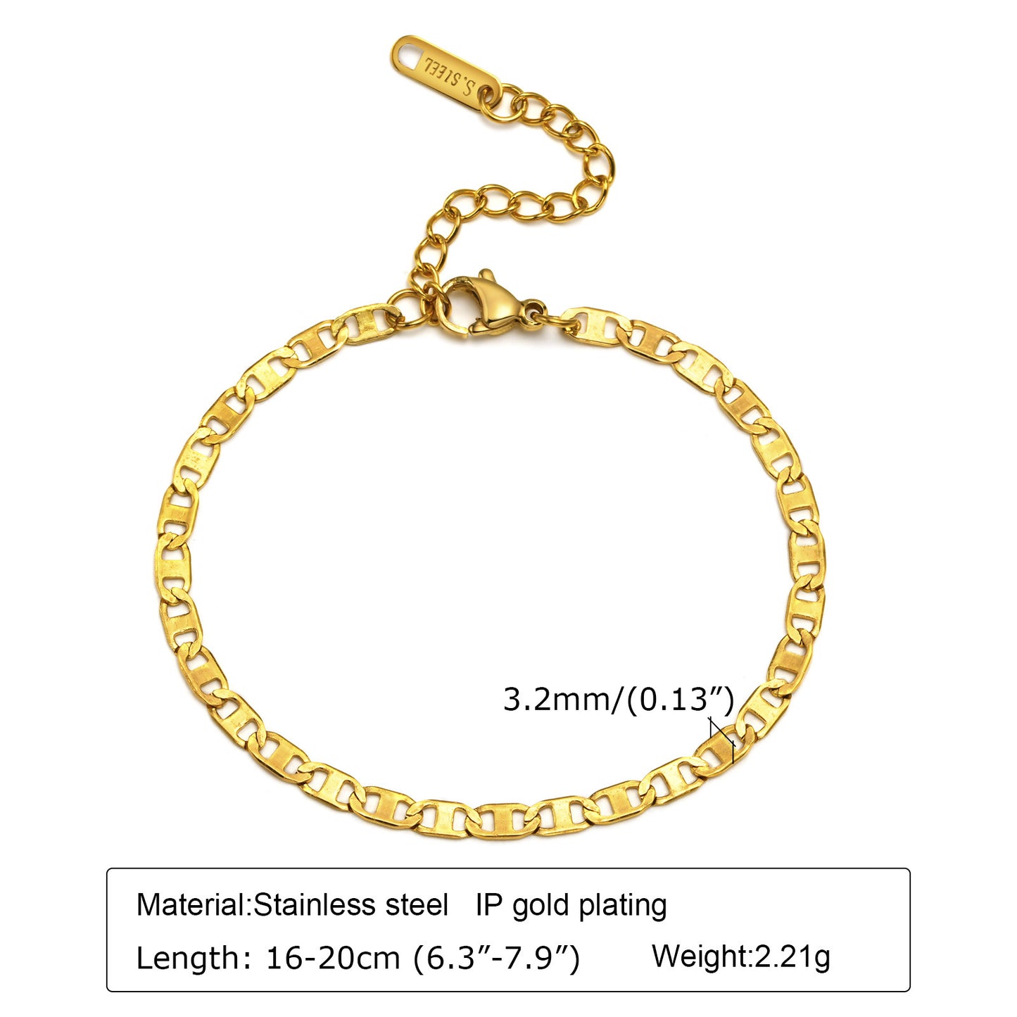 Simple Stainless Steel Golden Twin Fashion Bracelets