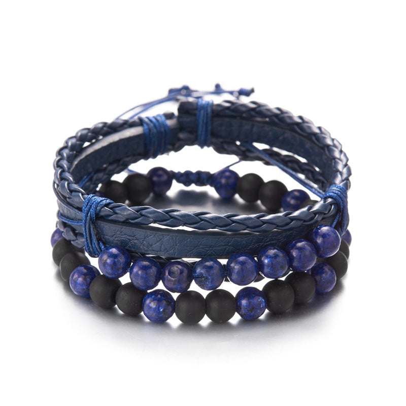 Men's Wild Frosted Stone Twist Weave Combination Carrying Bracelets