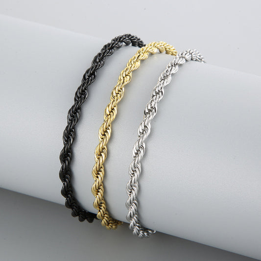 Fashion Stainless Steel Hemp Flowers Chain Bracelets