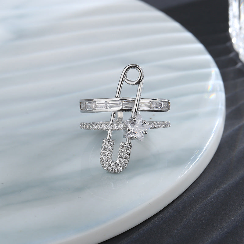 High-grade Pin Clip Exaggerated Open Index Rings