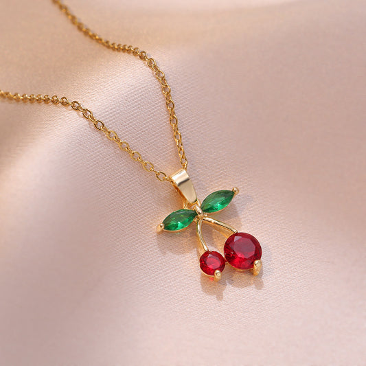 Female Style Zircon Cherry Accessories Fashion Necklaces