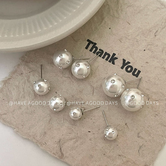 Style Rhinestone Pearl French Minority Elegant Earrings