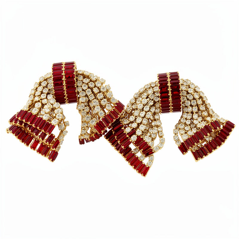 Exaggerated Sier Zircon Bow Fashion Delicate Light Luxury Earrings