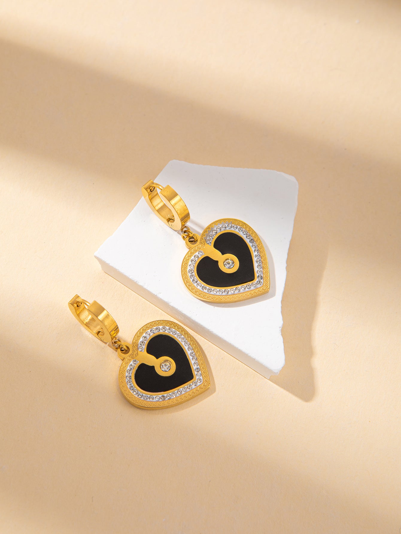 Women's Female With Hearts Zircon Light Luxury Design Earrings