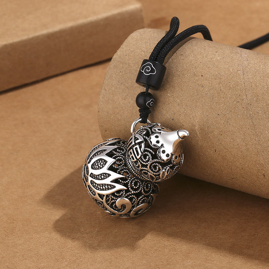 Women's & Men's Gourd For Trendy Fashion Auspicious Clouds Black Rope Necklaces