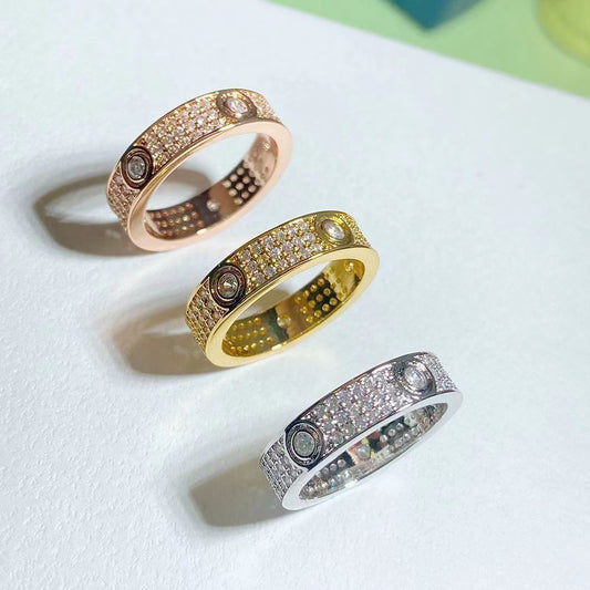 Women's & Men's Starry Three-row Drill Couple Rose Gold Rings