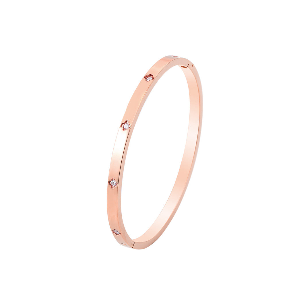 Matching Personalized Zircon Titanium Steel Korean Bracelet