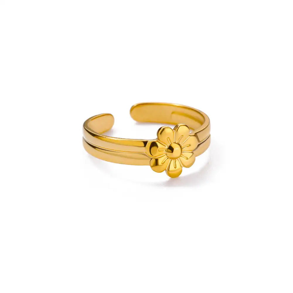 Women's Stainless Steel Butterfly Retro Popular Geometric Open Rings