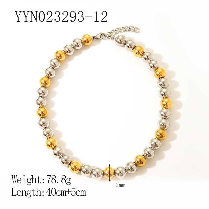 Fashion Simple Stainless Steel Beaded Gold-plated High-grade Necklaces