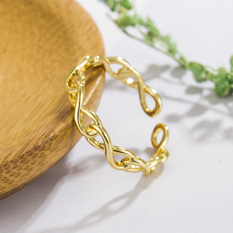 Simple Irregular Line Hollow Female Light Rings