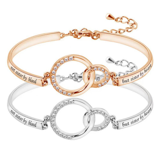 Rhinestone Peach Heart Good Sisters Girlfriends Bracelets