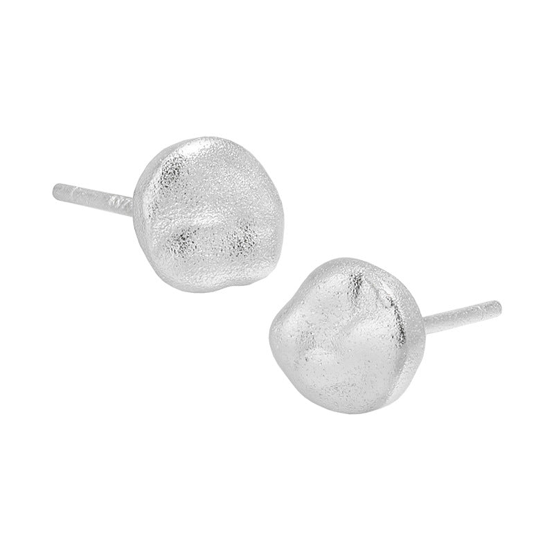 Women's Sier Niche Bag Minimalist Geometric Round Earrings