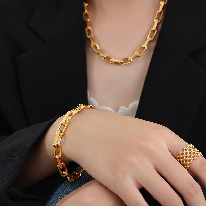 Women's & Men's Chain Trendy Versatile Personality Stainless Steel Bracelets