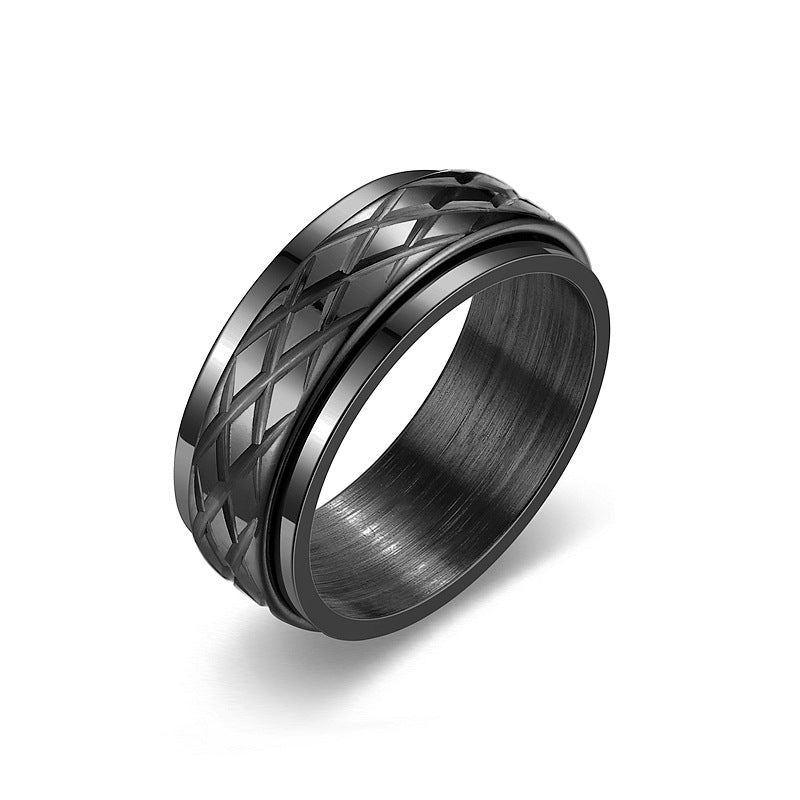 Men's Rhombus Rotatable Trendy Couple Hand Jewelry Rings
