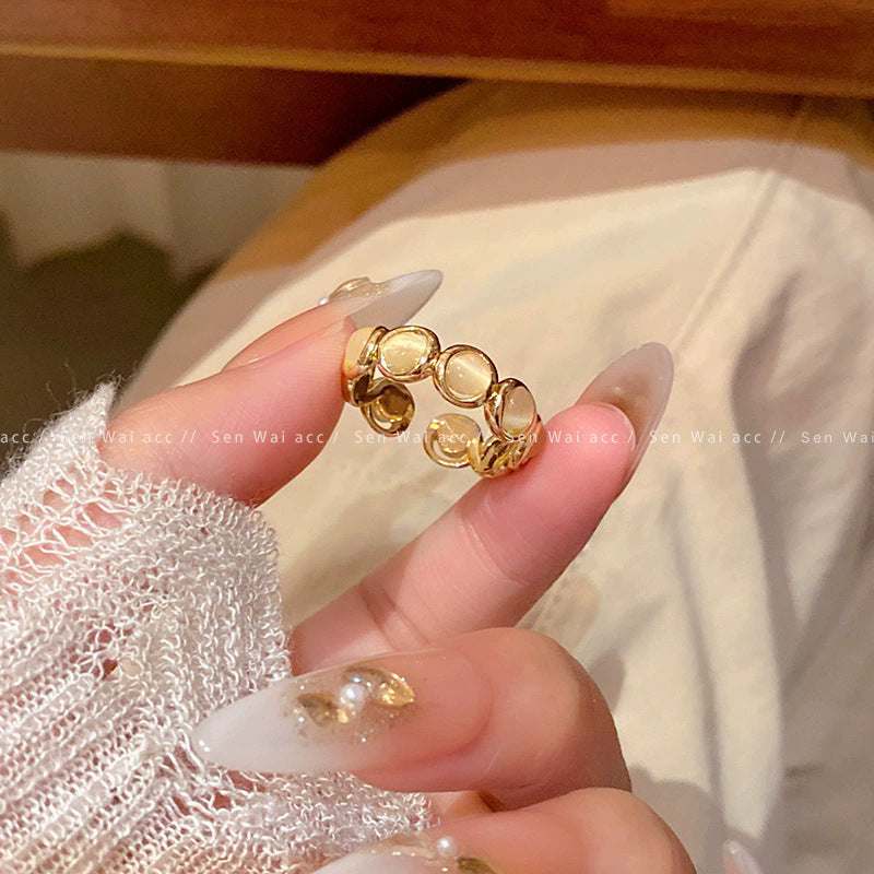 Women's Open High-grade Light Luxury Pearl Forefinger Niche Design Rings