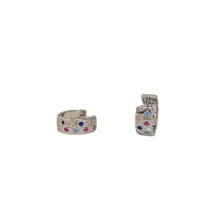 Sweet Colorful Copper Zircon Ear Clip Earrings