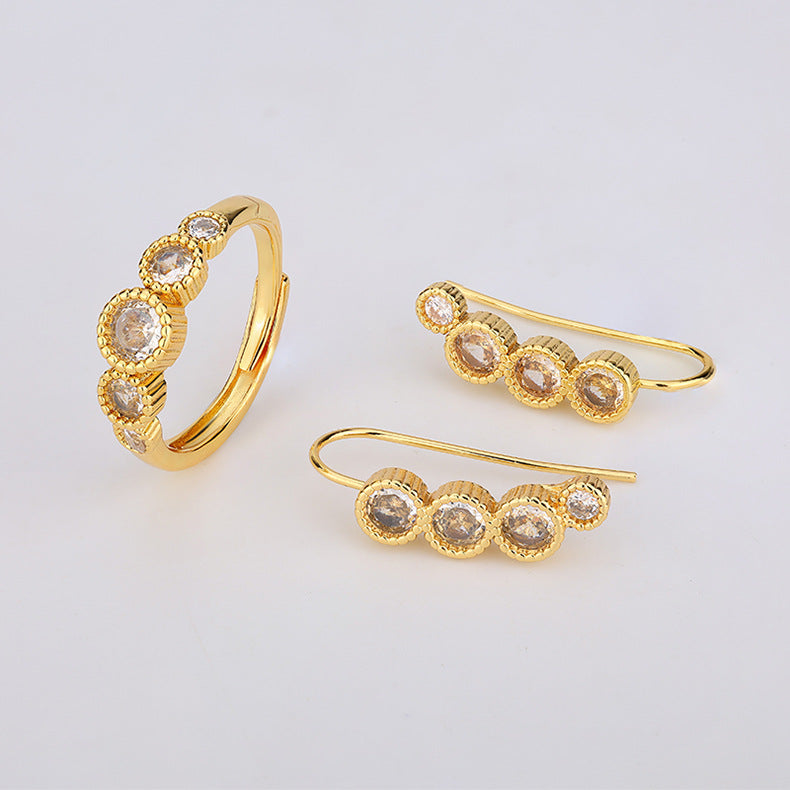 Rows Large Zircon Two-piece Light Luxury Jewelry Set