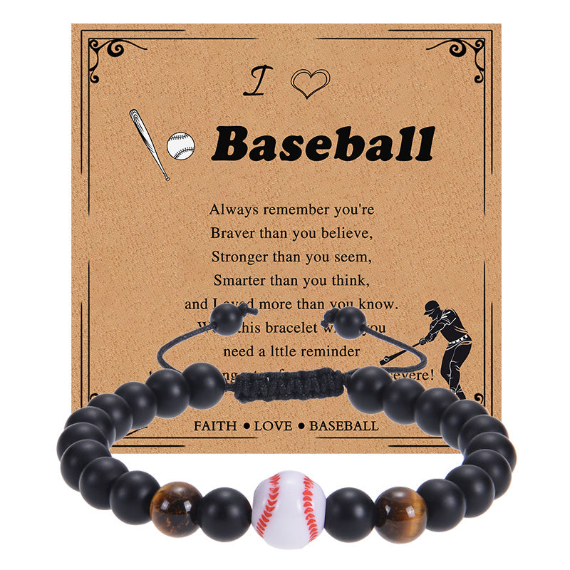 Beaded Black Frosted Football Tennis Basketball Bracelets