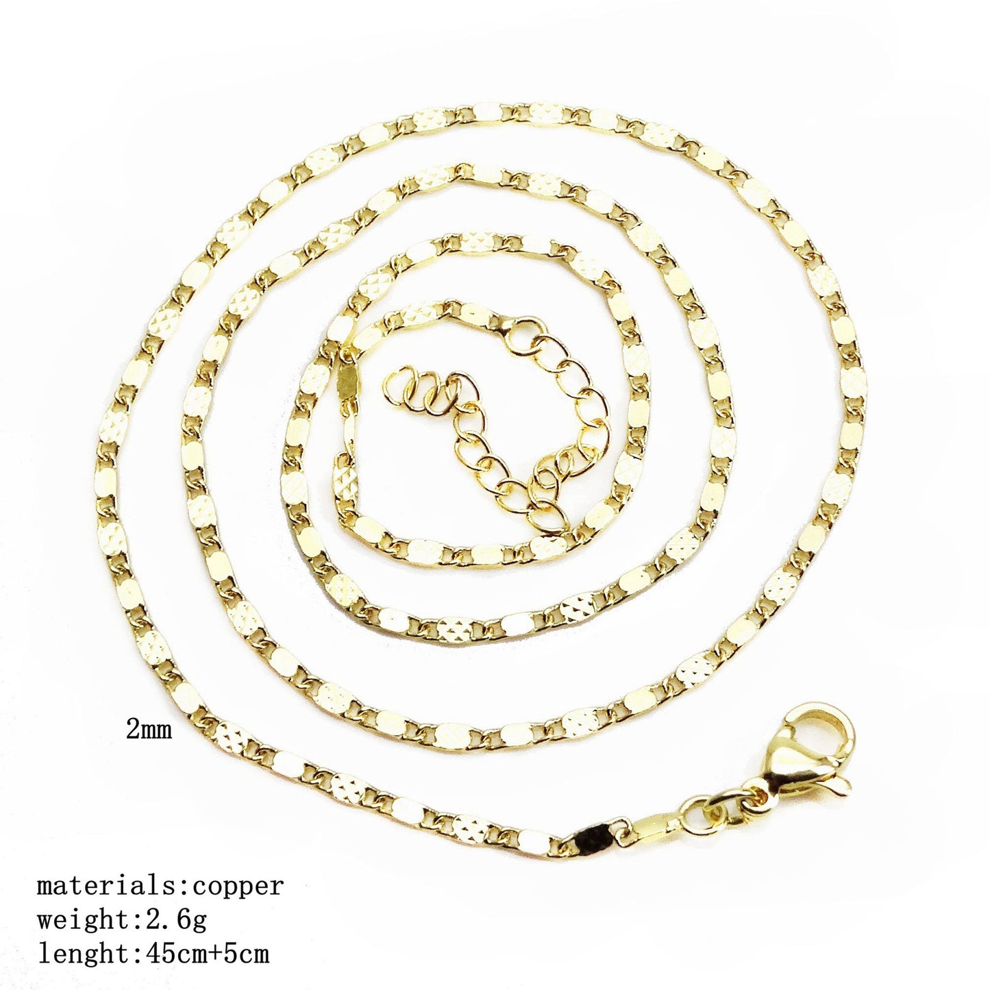 Box Chain O-shaped Bead Curb Hanging Necklaces