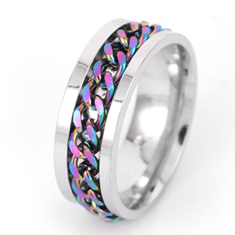 Men's Stainless Steel Trendy Titanium Rotatable Open Rings