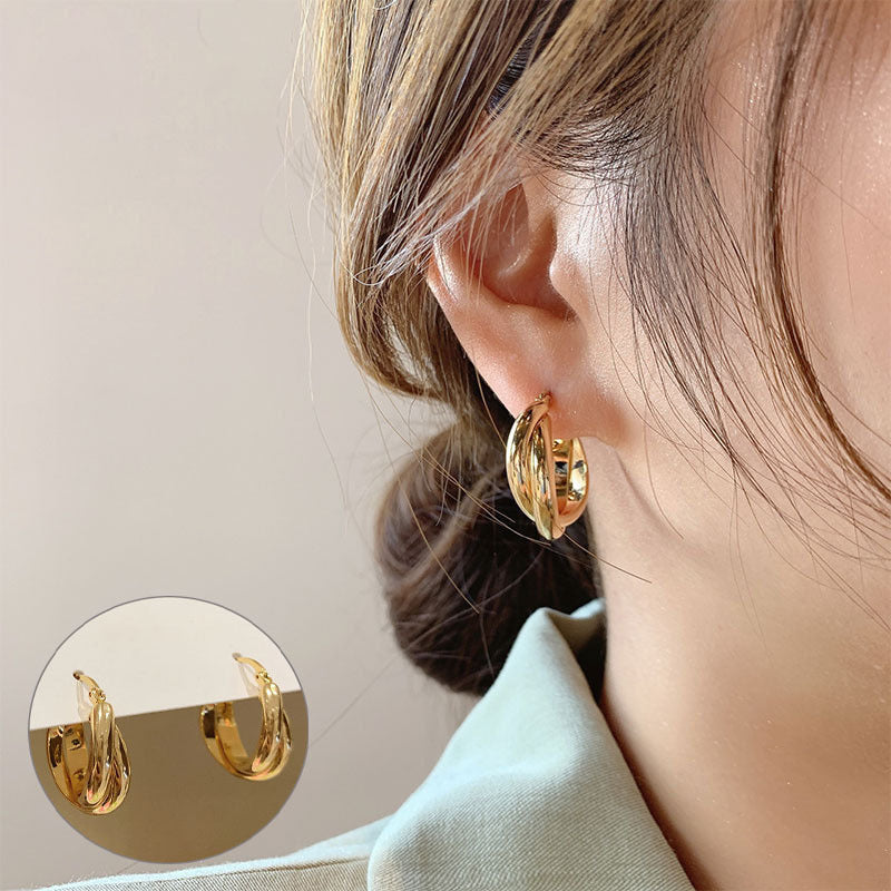 Women's Ellipse Simple Metal Ear Cuff Fashionable Earrings