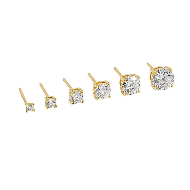 Women's Style Niche Design Minimalist Inlaid Zircon Textured Earrings