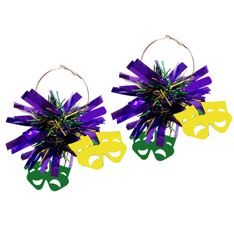 Carnival Atmosphere Sequins Exaggerated Big Ear Earrings