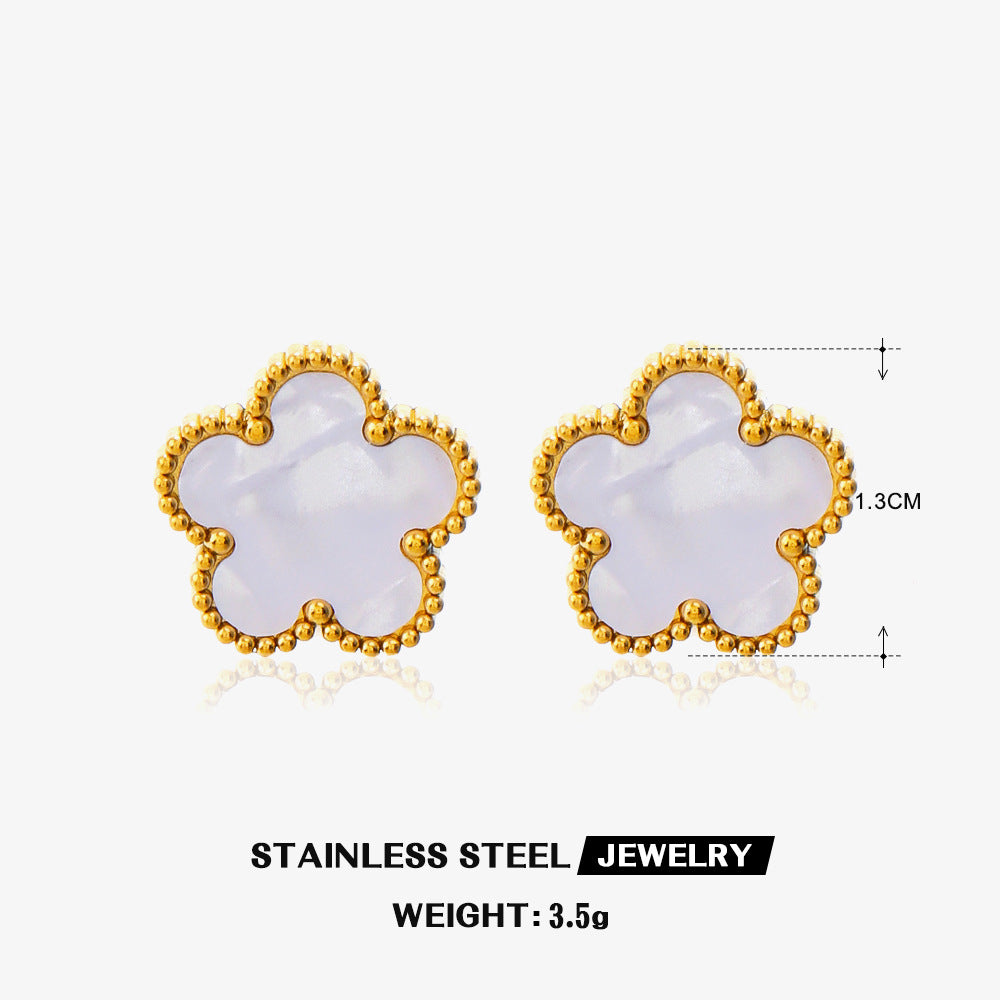 Steel Flower Ear Simple Popular Color Jewelry Set