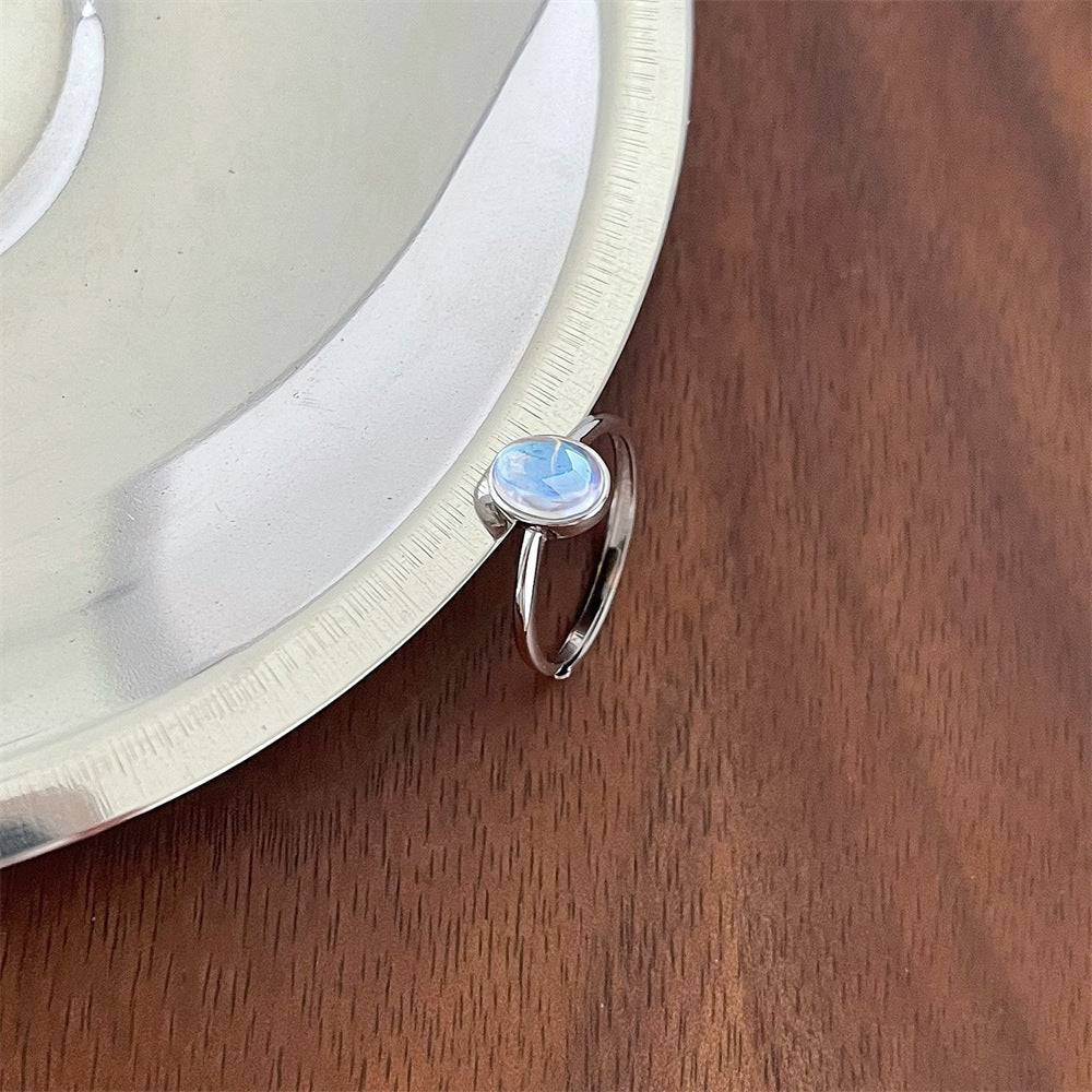 Women's Korean Style Simple Gemstone Sterling Sier Rings