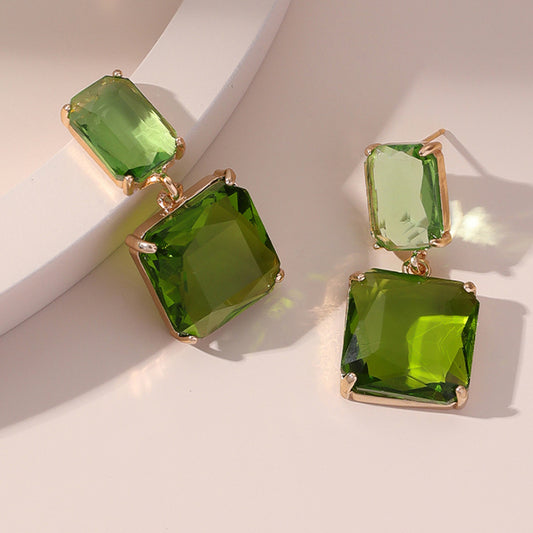 Geometric Square Artificial Glass Crystal Holiday Party Birthday Gift Rings