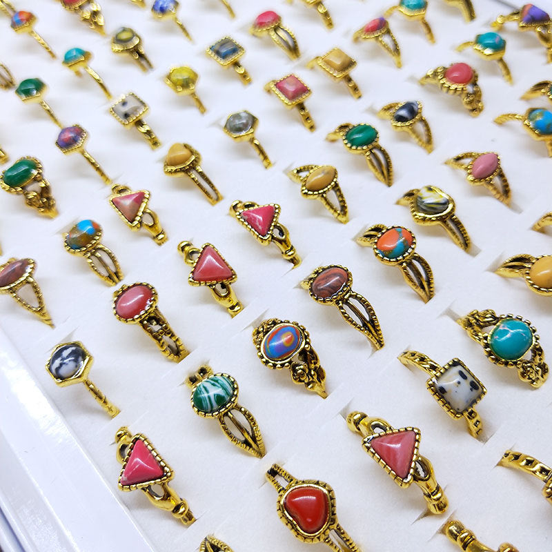 Women's Below One Yuan Geometric Modeling Imitation Turquoise Rings