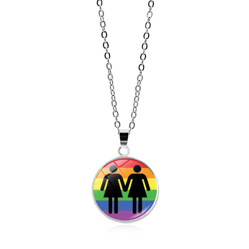 Rainbow Striped Love Female Versatile Gay Necklaces