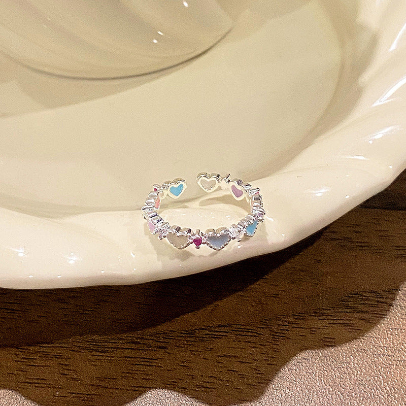 Falling Broken Blue Square Diamond Flower Branches Tendrils Female Gentle Ring