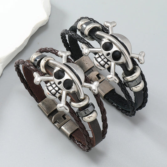 Minimalist Creative Alloy Skull Leather Personality Bracelets