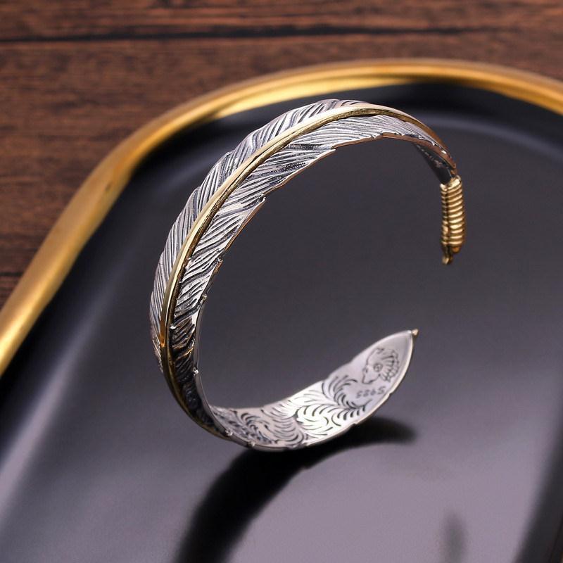 Men's Design Feather Opening Adjustable Size Strong Price Bracelet