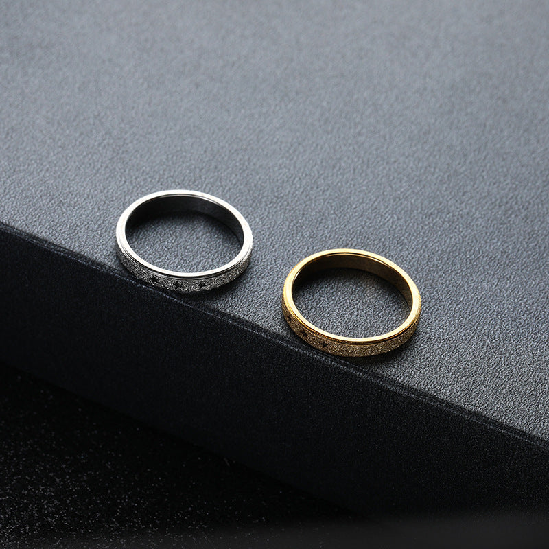 Korean Style Geometric Hollow Stars Couple Rings