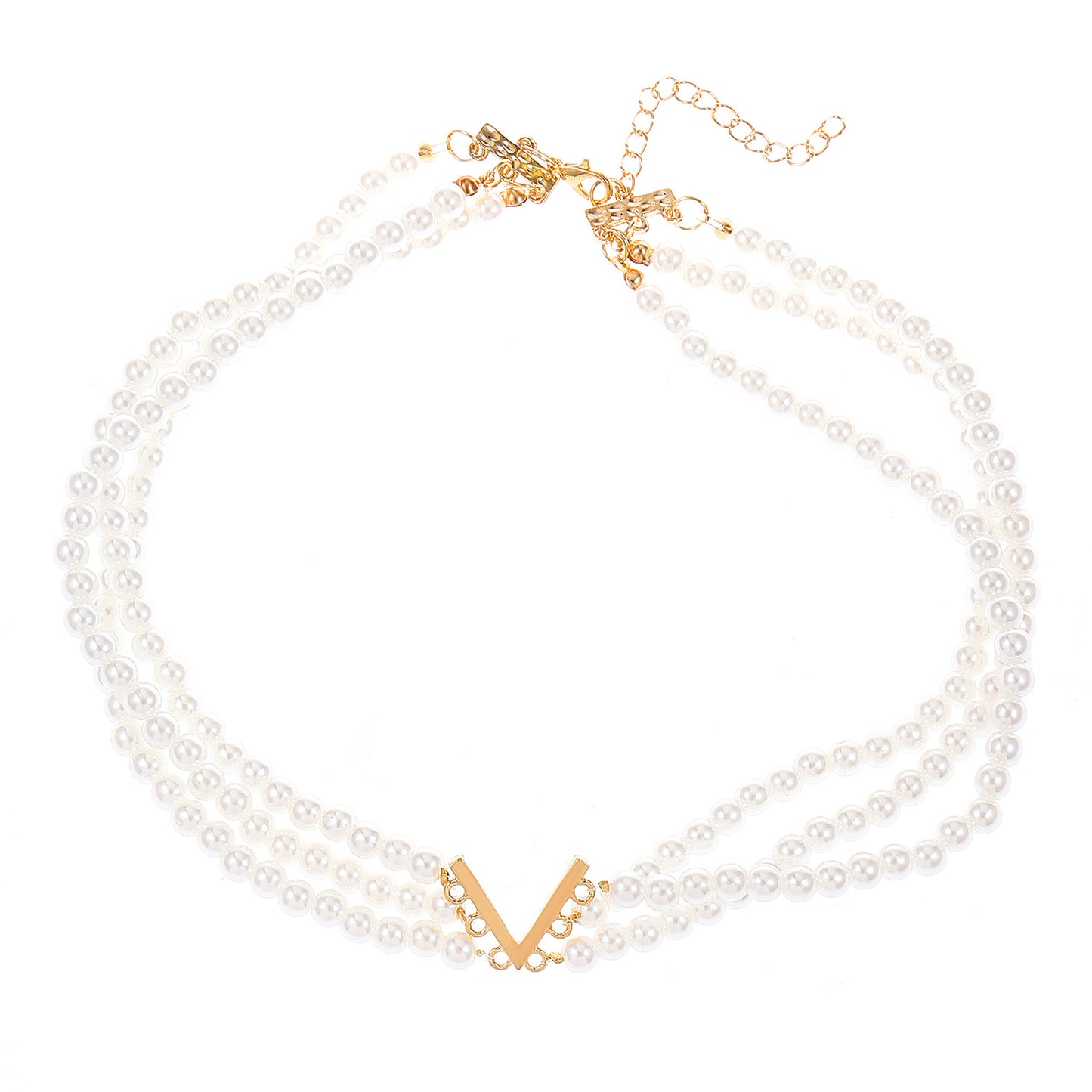 Pearl Female Style Creative Design V-shaped Jewelry Set
