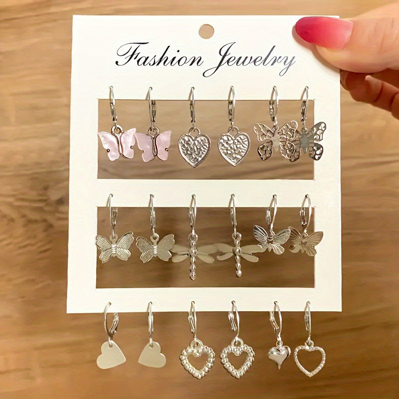 Five-pointed Star Love Snake Butterfly Rose Ear Earrings