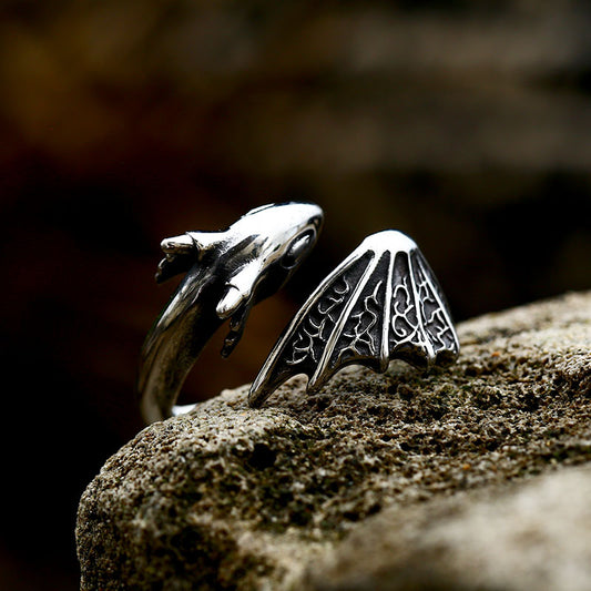 Men's Stainless Steel Casting Dragon Vintage Distressed Rings