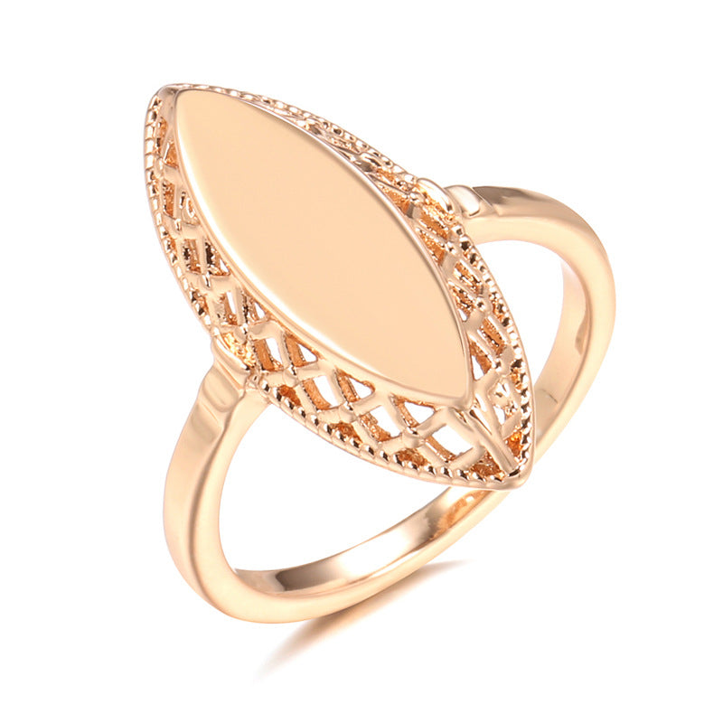 Plated Real Gold Glossy Horse Eye Rose Ring