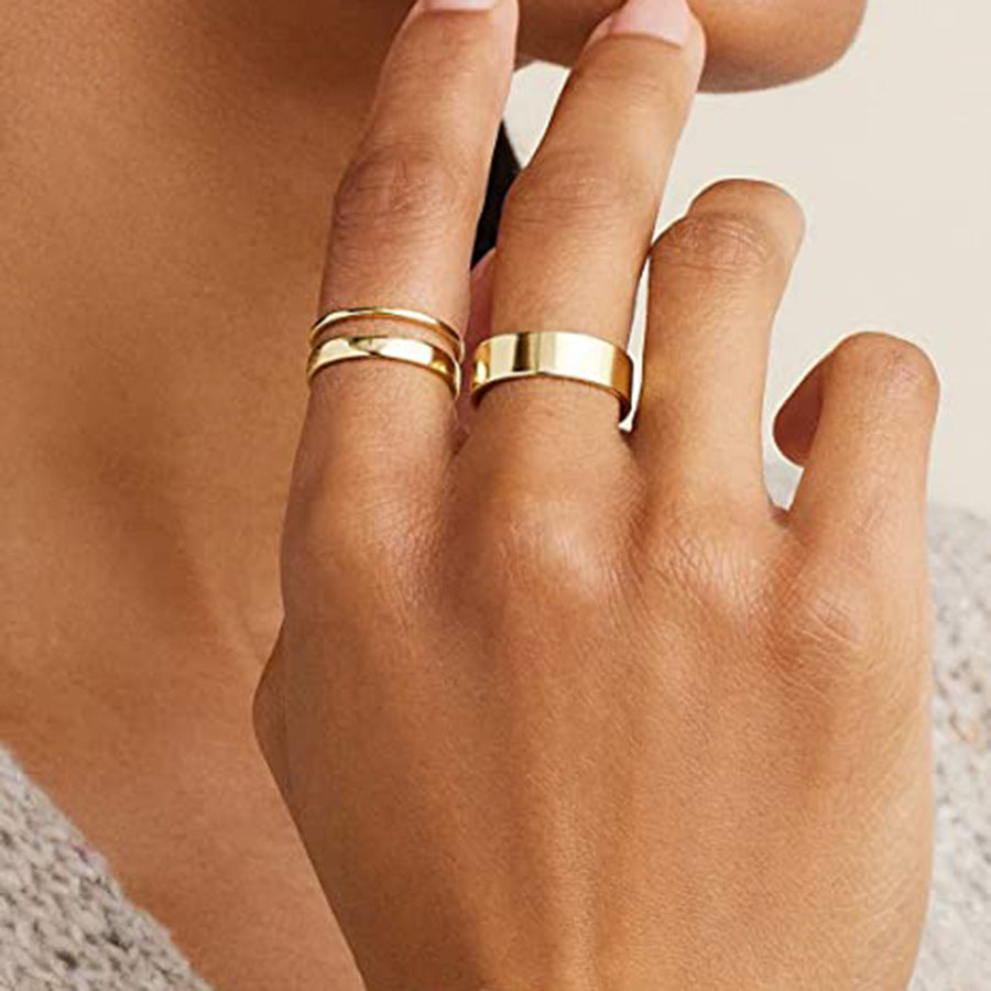 Women's Stainless Steel Gold Plated Suit Geometric Rings