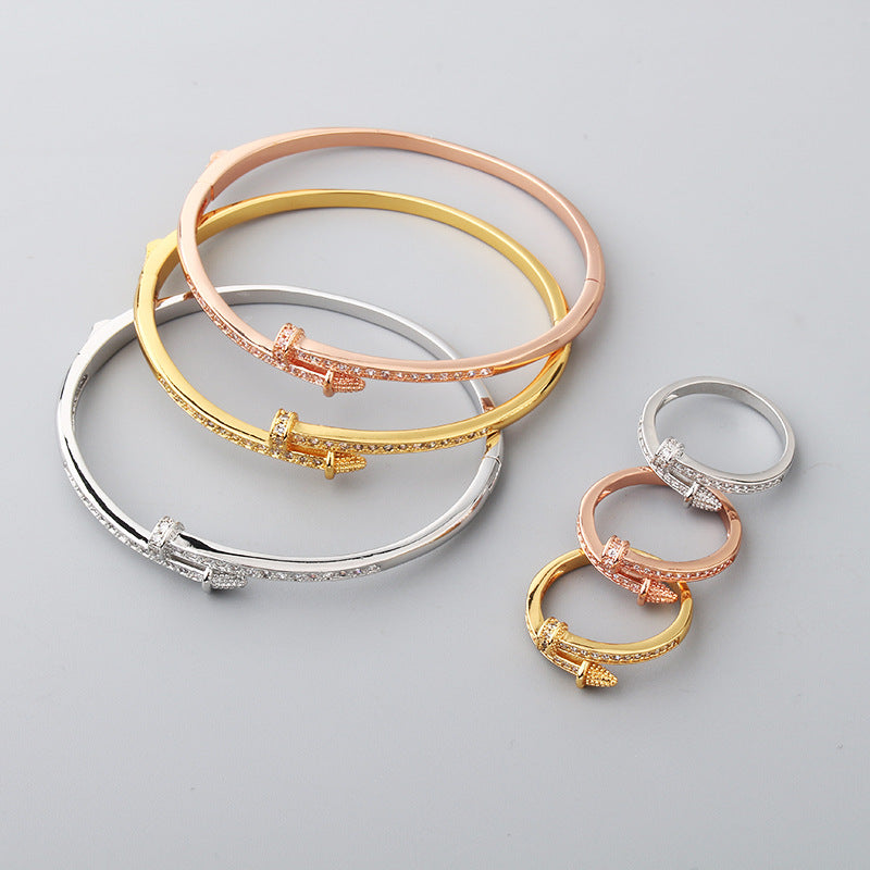 Nail Micro Inlaid Zircon Awl Gold Niche Bracelet