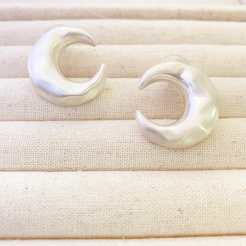 Design Moon Brushed Texture Sier High-grade Rings