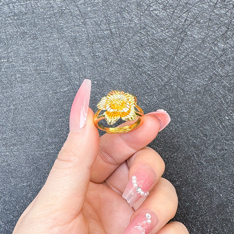 Color Fading Imitation Flower Exaggerated Wedding Bride Fake Rings