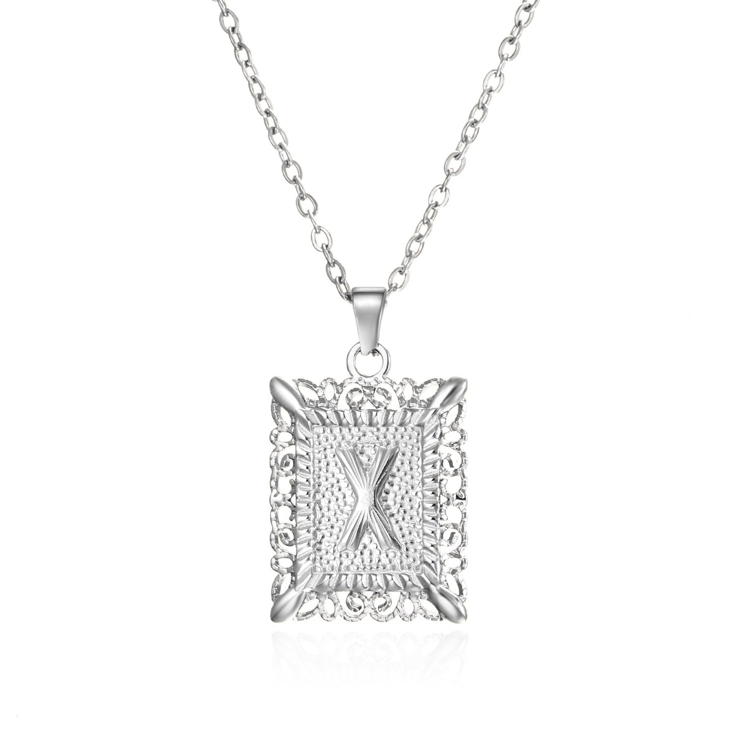 Stainless Steel Letter Hollow Square Titanium Necklaces