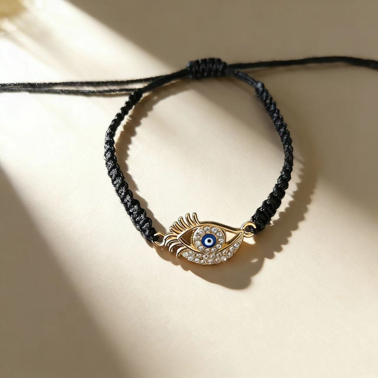 Eye Lucky Guardian Diamond Eyelash Blue Hand-woven Adjustable Bracelet