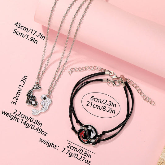 Eight Diagrams Fish Black White Splice Necklaces
